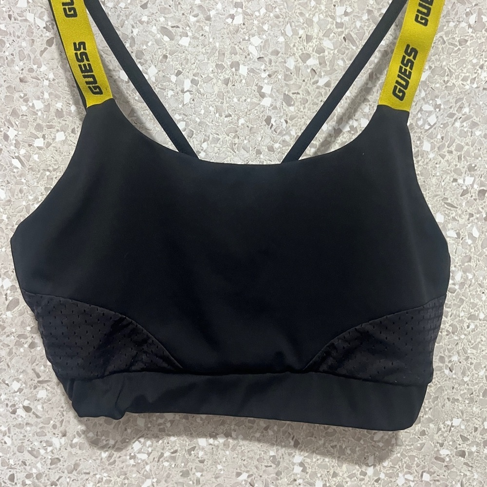 Guess Black and Yellow Sports Bra with Adjustable Straps - Picture 7 of 7